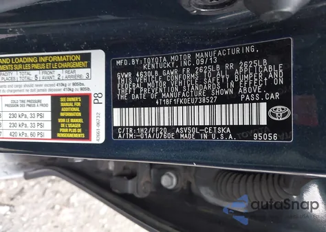 2014 Toyota Camry Se Sport from USA, damaged, VIN 4T1BF1FK0EU738527